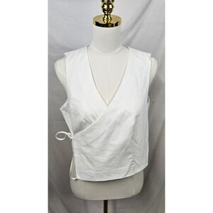 Future Collective White Wrap Vest Side Tie V-Neck Sleeveless Top Medium Classic
